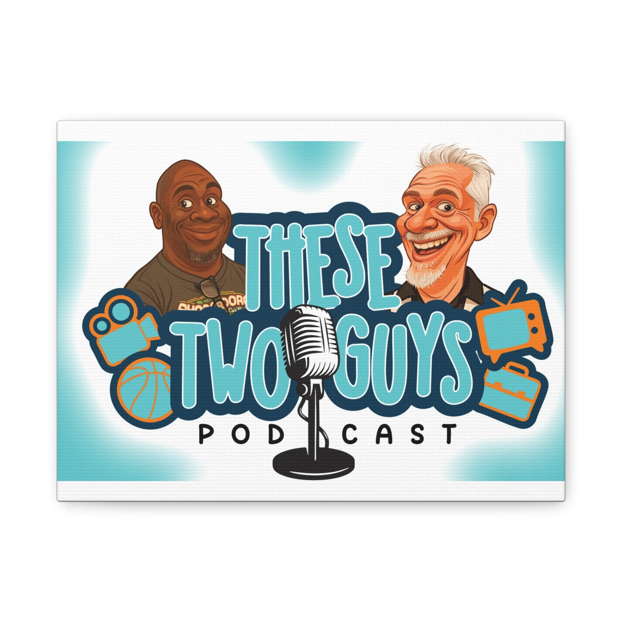 Custom Podcast Wall Art, Unique Home Decor, Gift for Podcasters, Fun Art Print, Colorful Canvas, These Two Guys Podcast
