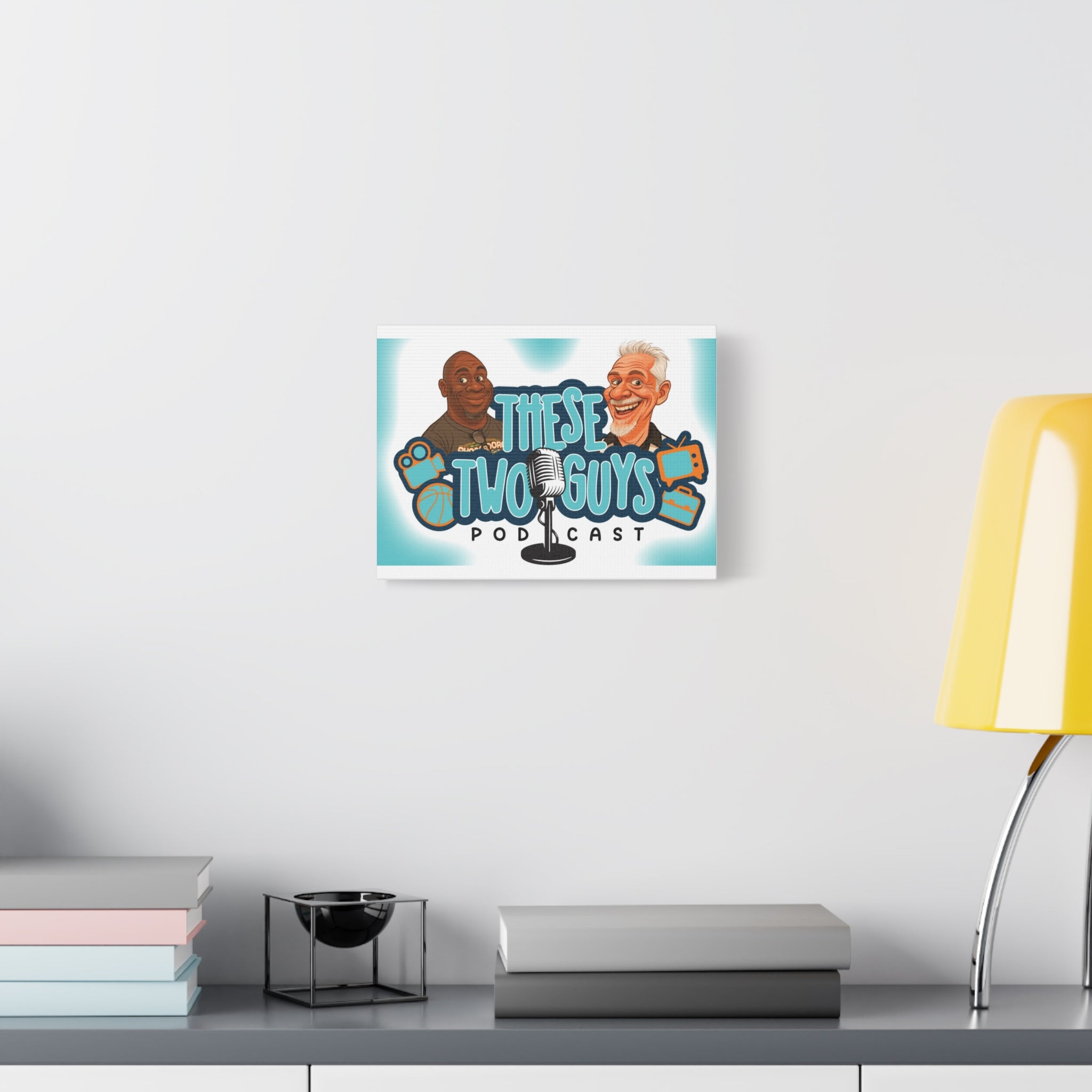Custom Podcast Wall Art, Unique Home Decor, Gift for Podcasters, Fun Art Print, Colorful Canvas, These Two Guys Podcast