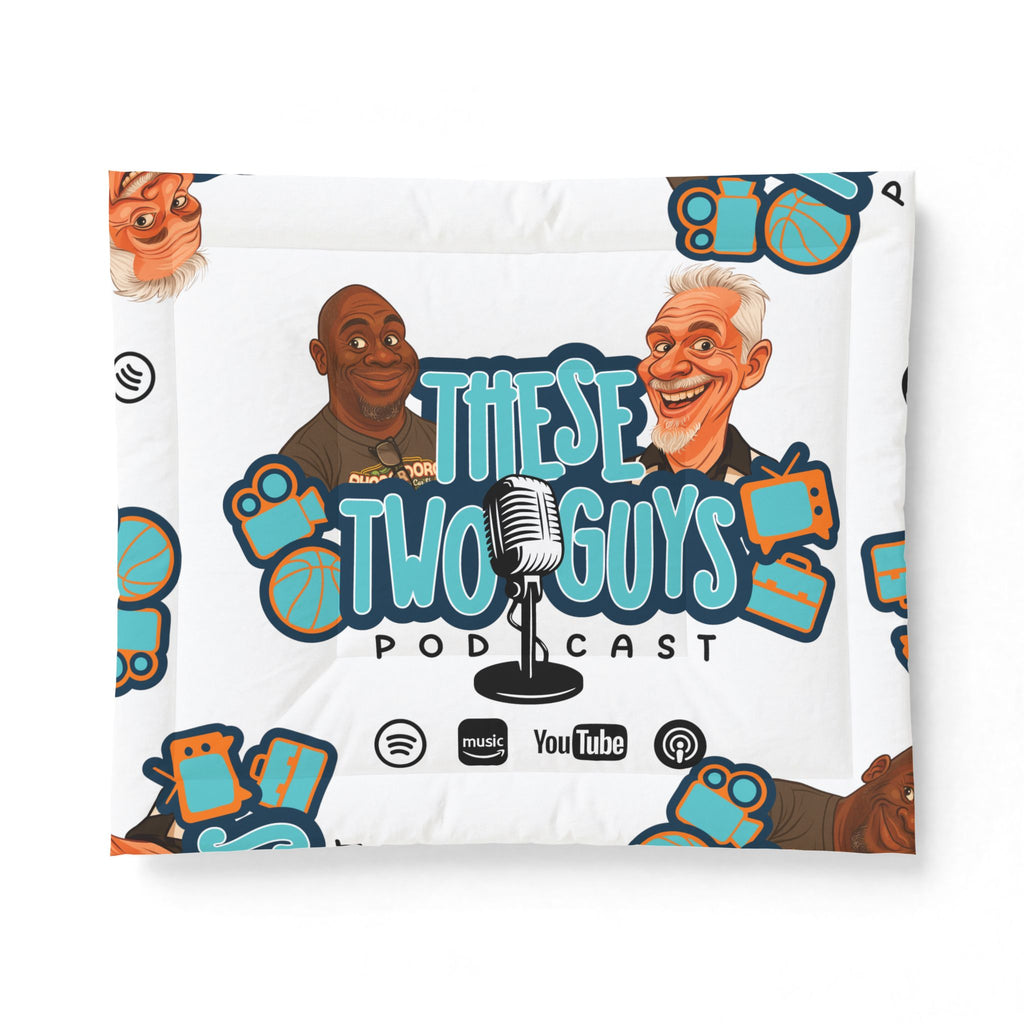 These Two Guys Podcast Cotton Comforter | Podcast Logo Bedding, Microphone Design