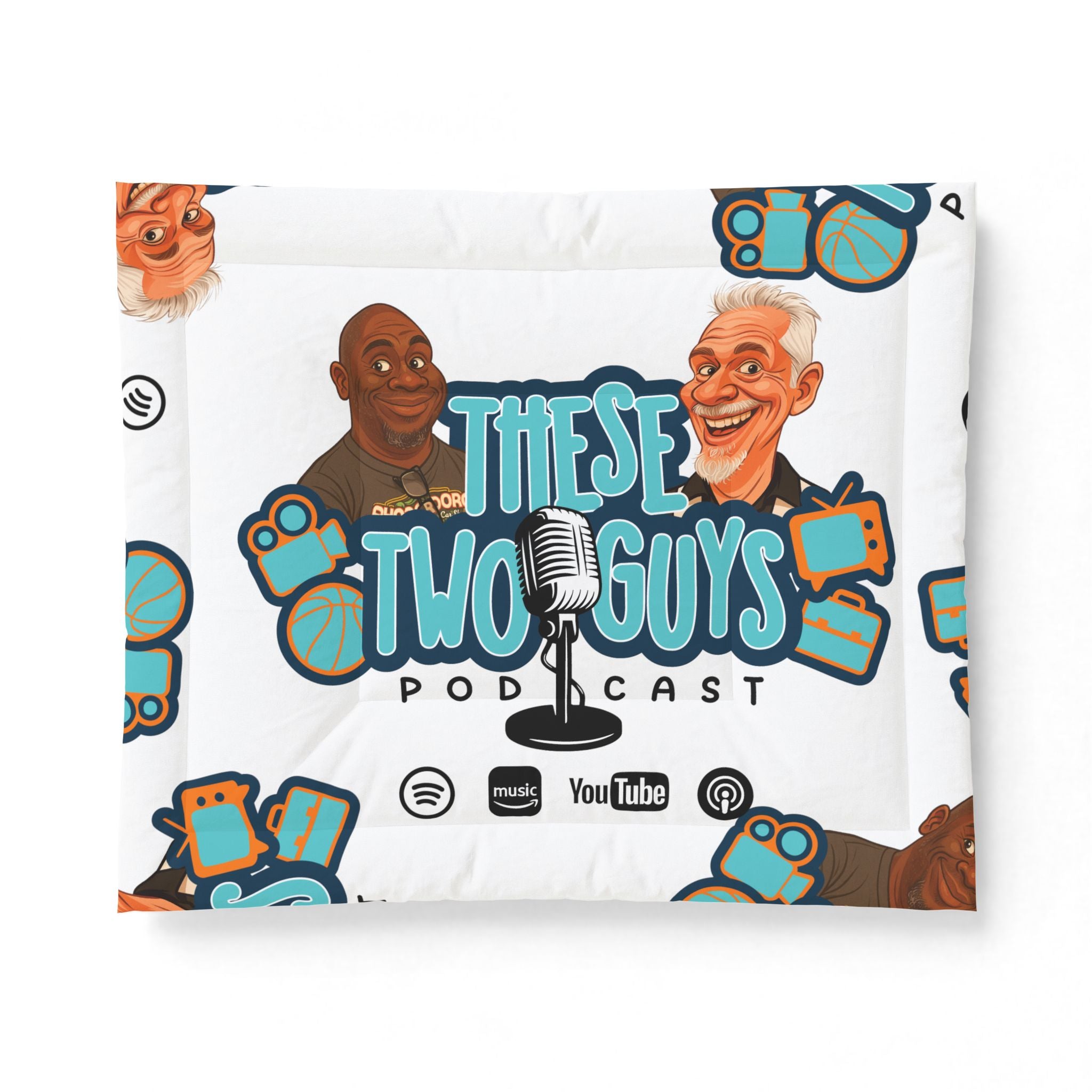These Two Guys Podcast Cotton Comforter | Podcast Logo Bedding, Microphone Design