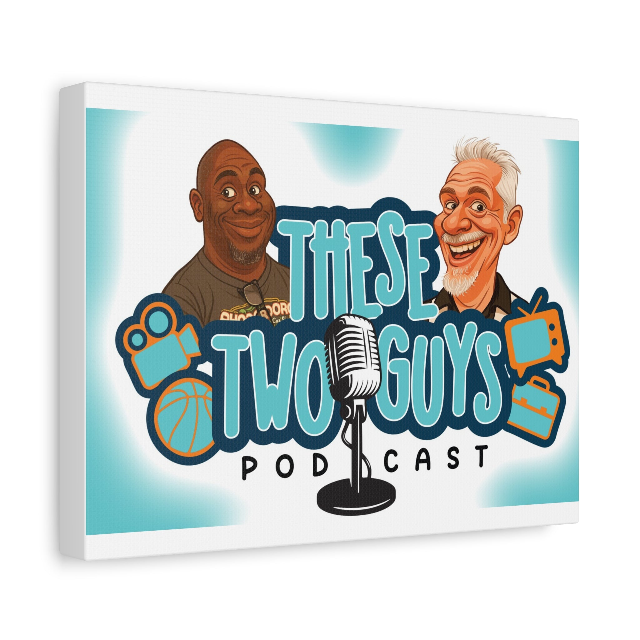Custom Podcast Wall Art, Unique Home Decor, Gift for Podcasters, Fun Art Print, Colorful Canvas, These Two Guys Podcast