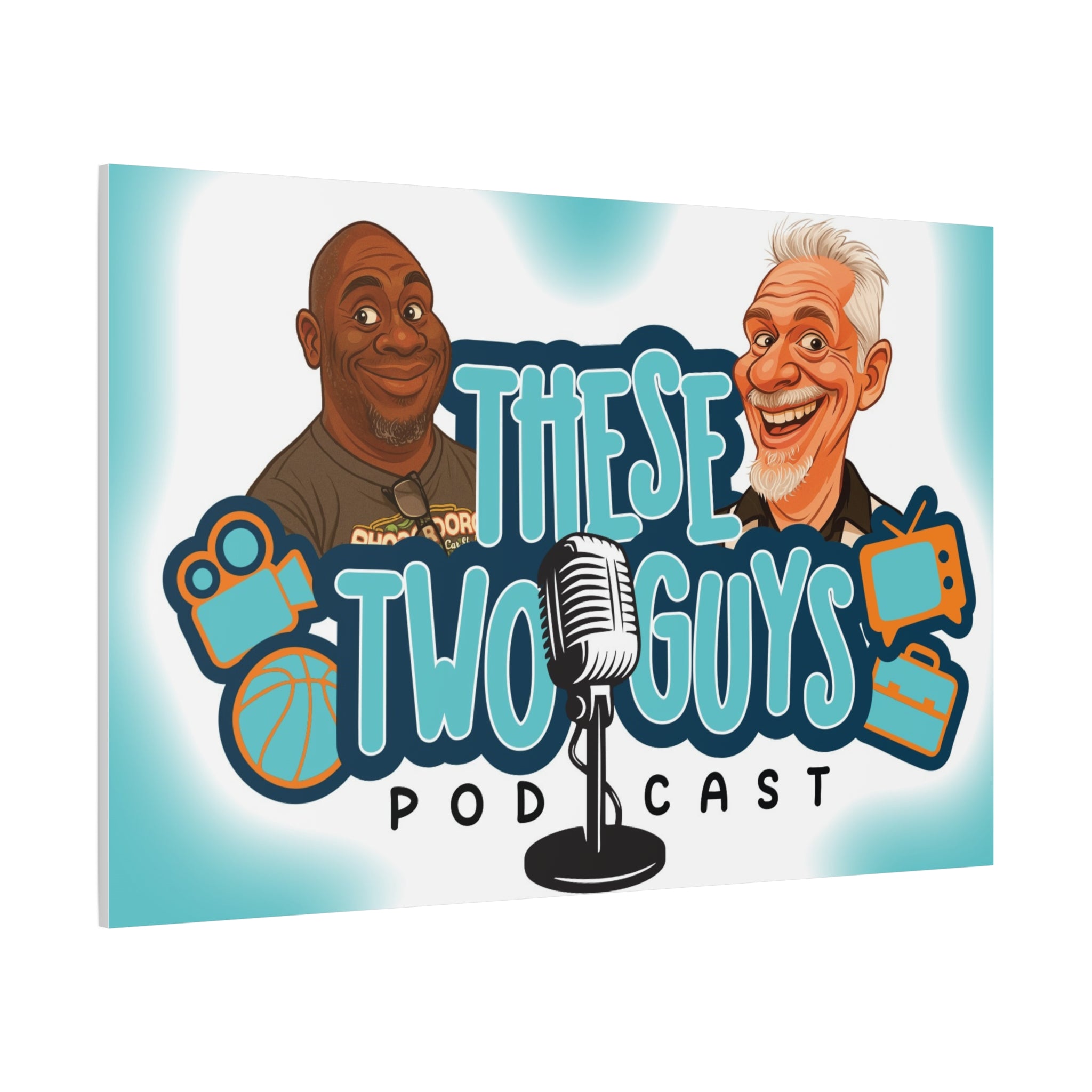 Custom Podcast Wall Art, Unique Home Decor, Gift for Podcasters, Fun Art Print, Colorful Canvas, These Two Guys Podcast